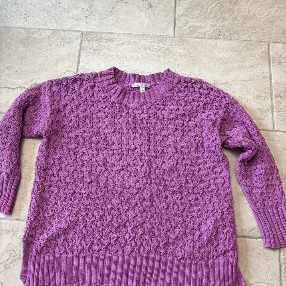 Seven7 Textured Knit Sweater in Purple